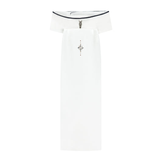 Stock Tie with Navy Trim & Almond Details