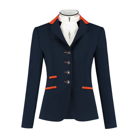 Stock Tie with Navy Trim & Orange Swarovski Details