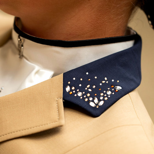 Stock Tie with Navy Trim & Almond Details