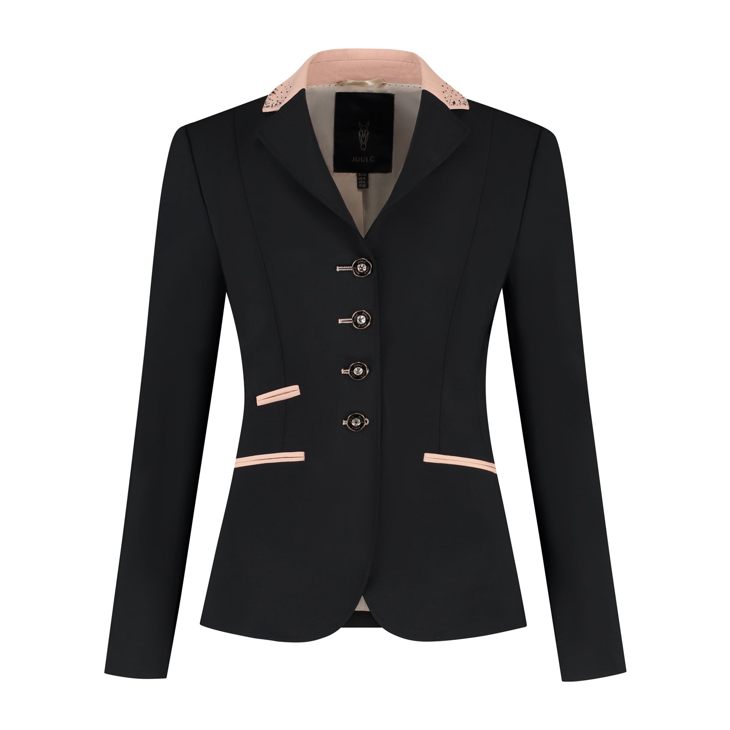 Women's Competition Show Jacket in Black with Pink and Rose Gold Details